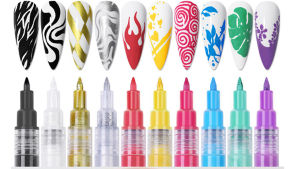 10 Colors 3D Nail Art Drawing Graffiti Pen Quick Dry Acrylic Paint DIY Marker Pen for Acrylic/Natural/Gel Nails