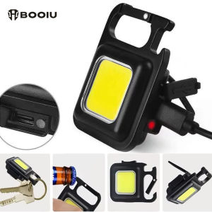 BOOIU Đèn Pin LED Mini Đa Năng Hợp Kim Nhôm Móc Khóa Đèn COB USB Sạc Đèn Di Động Cho Cắm Trại Ngoài Trời