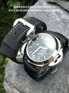 Tefigen Nylon Carbon Fiber Grid Pattern Genuine Leather Watchband Suitable for  441 Large Sea Ivy PAM01661 24MM