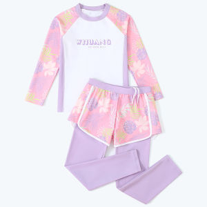 Childrens Swimming Suit Girls Quick Dry Long Sleeve Trousers Professional Training Conservative Swimwear Kids Fitness Fans Supplies