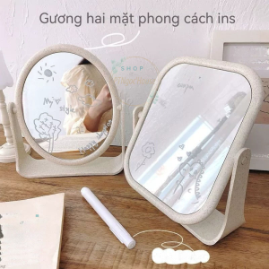 Gương Trang Điểm Để Bàn 2 Mặt Xoay 360 Độ Tiện Lợi