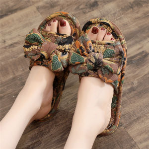 รองเท้าแตะผ้าไนลอนแบบไม่เกิดเสียงสำหรับใส่ในบ้าน รองเท้าแตะผู้ชายและผู้หญิง รองเท้าแตะพื้นนุ่ม ทำความสะอาดง่าย รองเท้าแตะพื้นยาง