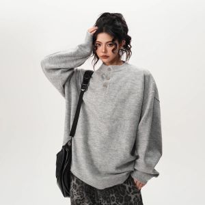 BWKA | Henley Neck Loose Fit Sweater