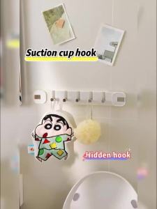 Suction Cup Hook Wall-Mounted Folding Coat Rack Foldable Invisible Hooks Space-Saving Hook for Clothes Towels Hats Bags