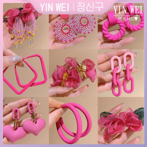 ต่างหูต่างหูเสริมบุคลิคภาพ2024คุณภาพสูงและใหม่ของผู้หญิงต่างหูดอกไม้สีชมพูอ่อนดูหรูหรา