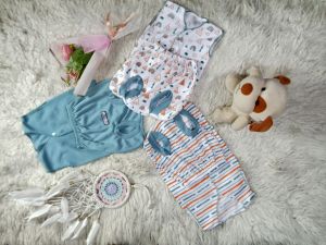 new PROMO 6 pcs/ 3 setel baju bayi kutung (tanpa lengan) new born series hijau sage