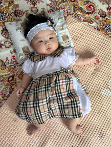 Stelan Baju Dress Bando & Celana Usia 3-12 Bulan Anak Bayi Perempuan