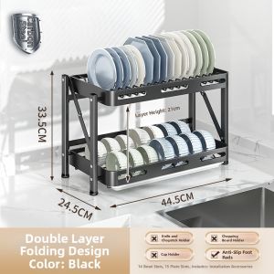 JIABAILI | Stainless Steel Kitchen Dish Rack 2-layer Draining Shelf