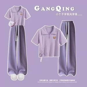 Bộ Đồ Polo Cổ Polo Mùa Hè Rộng Rãi Cho Học Sinh Trung Học Cơ Sở Bộ Đồ Hai Mảnh Thời Trang Thường Ngày Cho Bé Gái