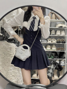 Chic Unique Set Dress Sweet Spicy Street Style Two Piece Set Womens College Style Sembach Pleated Dress Small Size Autumn Summer