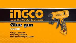 INGCO ELECTRIC GLUE GUN 30W WITH 8PCS 150MM GLUE STICK GG308