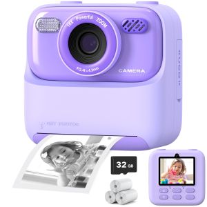 AMORUS Kids Camera Instant 1080P HD Dual Lens Selfie Digital Camera for Girls Boys Christmas Birthday Gifts Toys With 32G Print