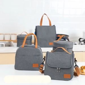 Lunch Bag Fashion Insulated Lunch Box Oxford Cloth Waterproof Picnic Canvas Fresh-keeping Handbag