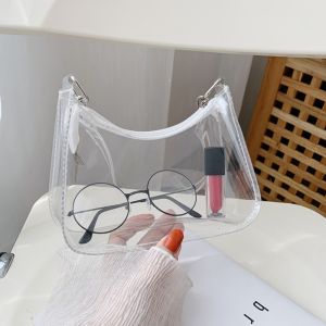 Túi Đeo Vai Trong Suốt Chống Nước Kiểu Thạch Mùa Hè Thời Trang Hàn Quốc Dễ Thương Dành Cho Nữ Túi Tote Sang Trọng Chất Liệu PU Hình Vuông Khóa Kéo
