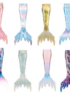 Summer Mermaid Tail Swimsuit Princess Skirt Single Tail Fish Tail Childrens Swimwear Girls Costume Fish Tail Princess Dress