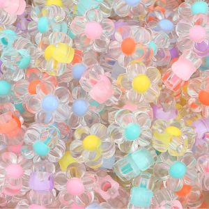 50Pcs 12mm Multicolor Transparent Five-petal Flower Beads Acrylic Spacer Beads For Jewelry Making Handmade Diy Bracelet Necklace Earrings Accessories