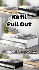 F&F : Snow Series Single Pull Out Bed frame / Katil Kayu / Single Bed frame / wooden bedframe