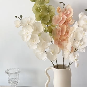 2PCS Faux Phalaenopsis Orchid Stem Artificial Flowers for Vase Wedding Table Decoration