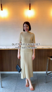2MUAY รุ่น GJO3737 /GJO3738 เซ็ตพลีทคุณภาพ GLITTER PLEATED SET 7 สี FREE SIZE