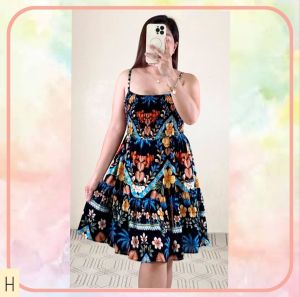 LARGE TO XL • Alexa Printed Sleeveless Smocking Babydoll Dress