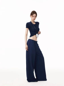 American Retro High Waist Wide Leg Sweatpants Womens Spring Summer Lazy Loose Casual Sports Floor-Length Pants