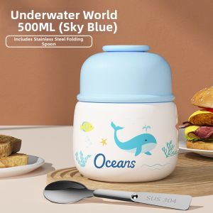 Cute Food-grade Stainless Steel Thermos with Spoon