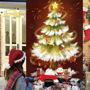 VIKAMA Golden Glow Cây Giáng Sinh Ngôi Sao Bông Tuyết Tường Thảm Đen Thẩm Mỹ Xmas Nghệ Thuật Treo Tường Cho Trang Trí Phòng Ký Túc Xá Polyester Không Dệt
