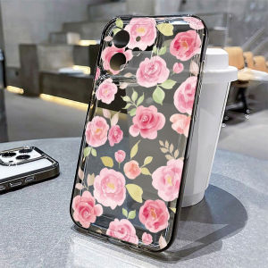 Pink Flower Case For iPhone 17 18 Pro Max Cases For iPhone 16 12 13 14 15 11 Pro Max Air XS Max X XR 16e Soft Clear Cover Funda