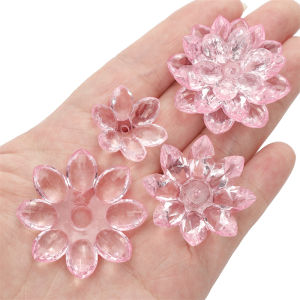 1Set Acrylic Transparent Crystal Lotus Flower Beads  Loose Spacer Beads For Handmade Bracelet Necklace Earring Keychain DIY Craft Jewelry Making Accessories