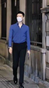 Áo sơ mi nam form rộng dài tay đẹp lụa mát giấu cúc cổ bẻ hàn quốc GENALPHA sơ mi giấu nút GEN4324