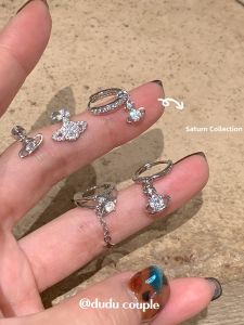 Duducouple Glowing Saturn Series Titanium Steel Earrings Sleepwear Friendly Womens Fashion Jewelry Ear Studs Hoops