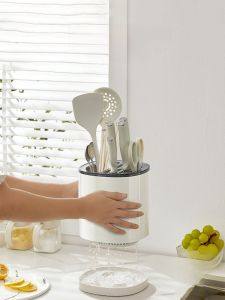 Rotating Kitchen Knife Holder Multi-Functional Chopstick Tube Storage Rack Table JOJOS L PD Plastic Kitchen Storage Organizer