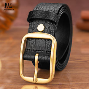 LouisWill เข็มขัดหนังผู้ชายเข็มขัดเข็มขัดหนังวัวชั้นสองเข็มขัดสารพัดประโยชน์เข็มขัดเอวความยาว120ซม. ปรับได้เข็มขัดชุดเดรสสำหรับผู้ชายพร้อมหัวเข็มขัดแบบคลาสสิกเข็มขัดกางเกงยีนส์วินเทจ