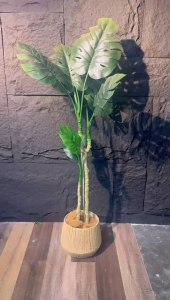 MONSTERA Artificial Plant Artificial Flower Faux Greenery Potted Plant Home Decoration Indoor Outdoor Decorative Plants for Living Room Bedroom Office Desk Tabletop Garden Café Event Wedding Artificial Decorative Plant Ornament Accessories