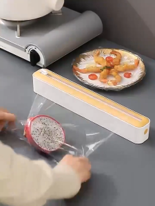 【SKIT SG】2 In 1 Cling Wrap Cutter Food Wrap Dispenser Cling Film Storage Saran Wrap Organizer Aluminum Foil Slider Cutter Kitchen Tool Cling Film Dispenser Slide Cutter Wall-mounted Magnetic Strip Plastic Wrapping Flim Cutter Plastic Cling Wrap Dispenser