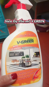 Nước Tẩy Dầu Mỡ Nhà Bếp V-GREEN 620ml - Xịt Tẩy Mỡ Bếp Gas Bếp Từ Máy Hút Mùi Đáy Nồi Chảo Siêu Sạch