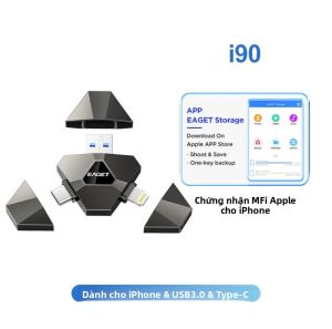 Ổ USB Đa Năng Eaget 3 Trong 1 - USB Type C MFi Lightning Sang USB 3.2 Dành Cho iPhone Android PC Điện Thoại Máy Tính Xách Tay Chất Liệu Kim Loại