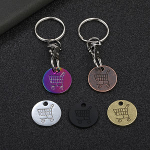 Zinc Alloy Creative Supermarket Trolley Shopping Cart Logo Coin Metal Token Lobster Buckle Creative Keychain