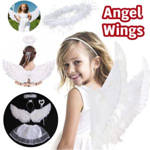Childrens Feather Wings Props Stage Halloween Wings Props White Angel Feather Wing Clothing