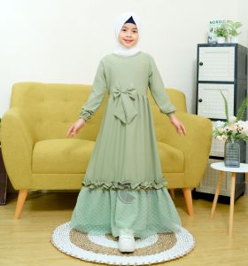 Felisha gamis Anak Perempuan Bahan Crinkle Kringkel Terbaru 2023