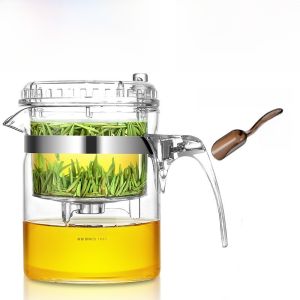 Kamjove Elegant Cup Tea Ceremony Cup Red Flower Teapot Heat-Resistant Glass Teapot with Strainer Tea Infuser Kung Fu Tea Set