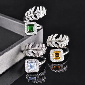 Moonso Trendy Green Yellow Silver Color Fashion Ring Open for Women Valentines Day Gift Jewelry Wholesale R6766
