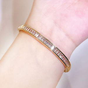 SEQUITO High Quality Brides Clothing Accessories Full Pave Setting Bling Baguette Cut AAAAA Zirconia Wedding Party Exquisite Bangle B332