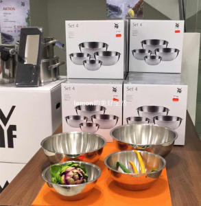 WMF Original Imported German Stainless Steel Round Bowls Set for Cooking Dumpling Egg Beating and Mixing 4-Piece Set