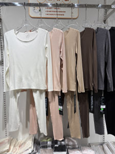 Tagkita Womens Lightweight Wool Thermal Set Self-Heating Slimming Base Layer Long Sleeve round Neck Pure Color Autumn Clothes