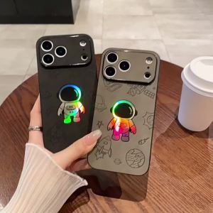 Astronaut Laser PU Leather iPhone Case Scratch Resistant