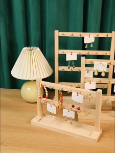 Trinkets Hanging Rack with Hook Bracelet/Earrings Wood Display Rack Desktop Trinkets Hanging Rack