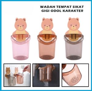 Tempat Sikat Gigi Odol Karakter Beruang / Gantungan Tempel Dinding / Rak Gantung Kamar Mandi / Holder Sabun Wadah Serbaguna Unik Lucu