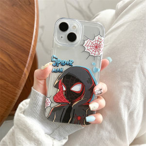 Cartoon Spiderman Love Heart Design Silicone Protective Case for  13/12 15Pro Max 11/16 Space Theme Anti-Fall Couples Phone Covers