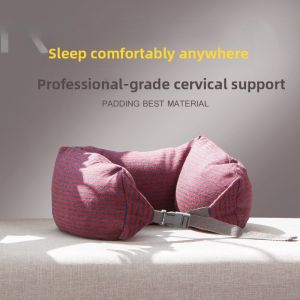 MIJU Comfortable U-Shaped Neck Support Pillow for Travel Airplane Journey Sleep Aid Particle Filled Soft Adjustable Portable Pillow